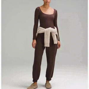 Lululemon Bodysuit Brown Nulu Square Neck Open Back Long Sleeve NWT Size 1X
